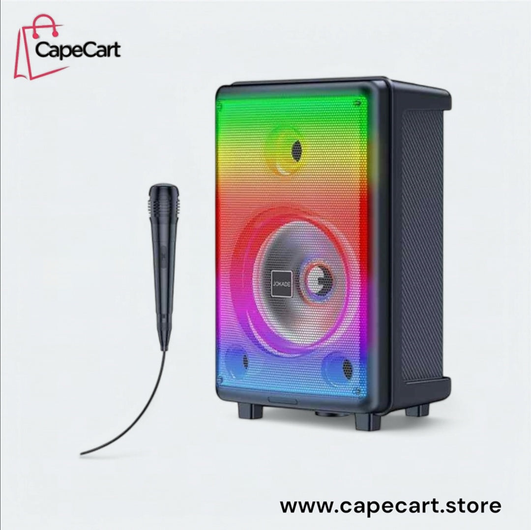 Wireless Bluetooth Speaker – Powerful Bass, 8" Speaker, LED Lights, Karaoke Mic | 40% OFF – Buy Now!